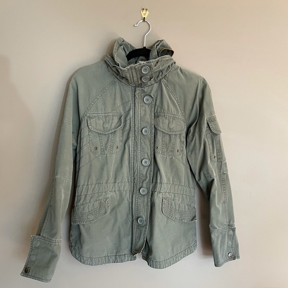 💙 Eve of Eden Green Hooded Utility Jacket Size M - Picture 1 of 2